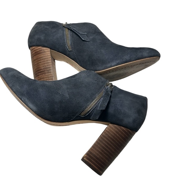 Splendid Daphne Navy Blue Suede Heeled Booties Sz 10 - Picture 5 of 8